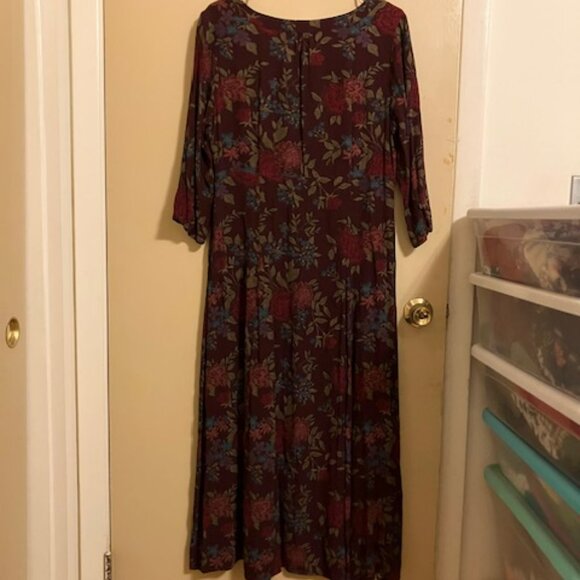 Burgundy Rayon Floral Maxi Dress - Picture 6 of 6